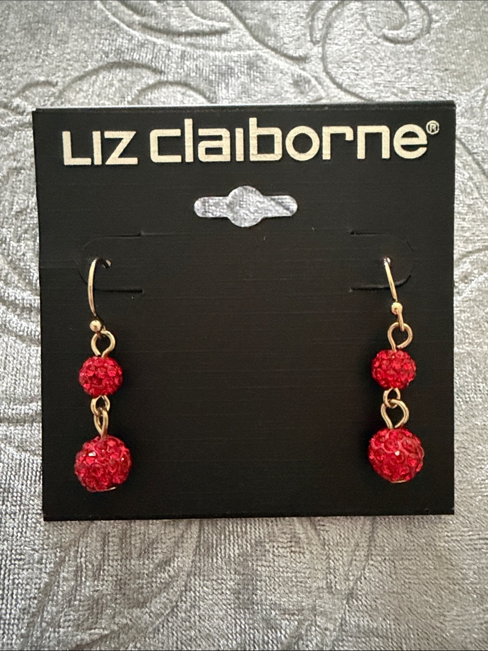 Women Red Round drop Christmas Holiday Earrings by Liz Claiborne